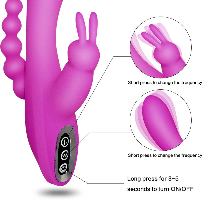 3 in 1 G-Spot Rabbit Anal Dildo Vibrator